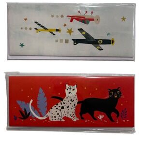 2 Panoramics Pop Up Kids Birthday Card Airplanes Big Cats Up‎ With Paper New